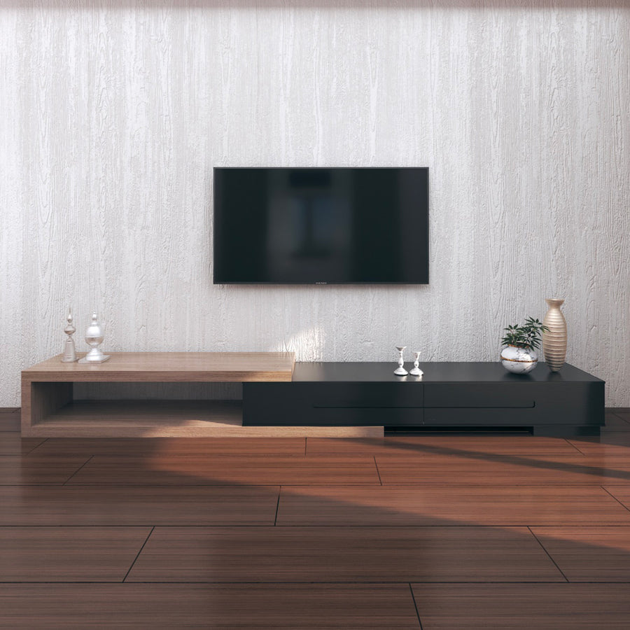 طاولة تلفاز راقية من الخشب مصنع - 260x40x40 سم - بني من الهوم - 110113199