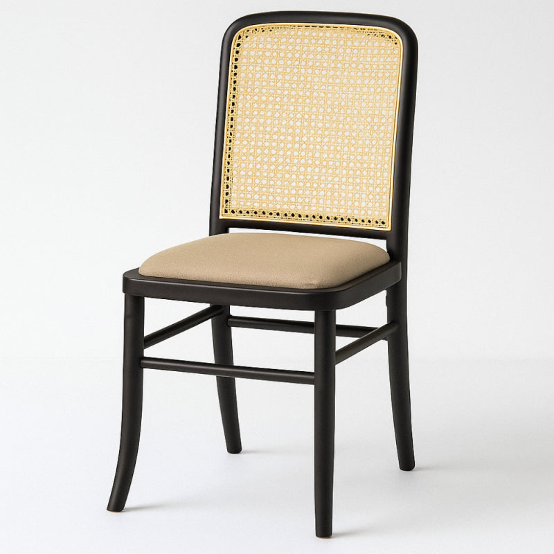 Classic Wooden Chair with a Straw Backrest - 44x40x90 cm