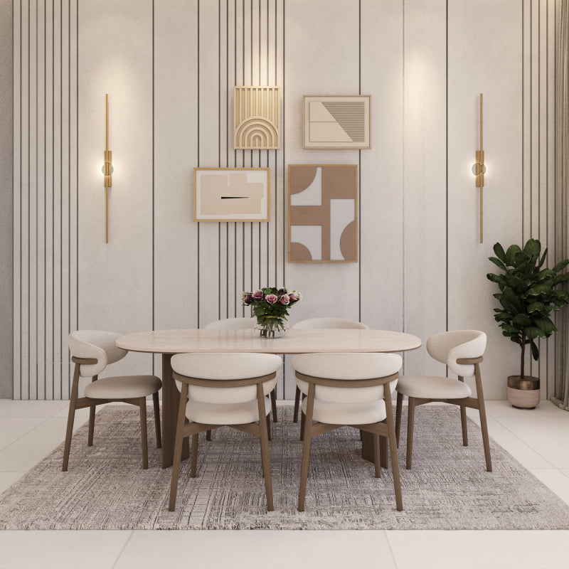 Dining Table Marble and Wood by Alhome - 160x74x70 cm