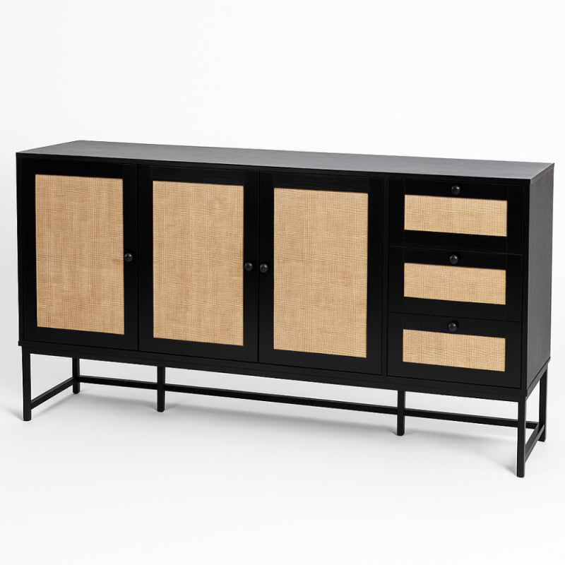 Elegant Wooden Console with Iron Legs and Multiple Drawers - 160x40x85 cm