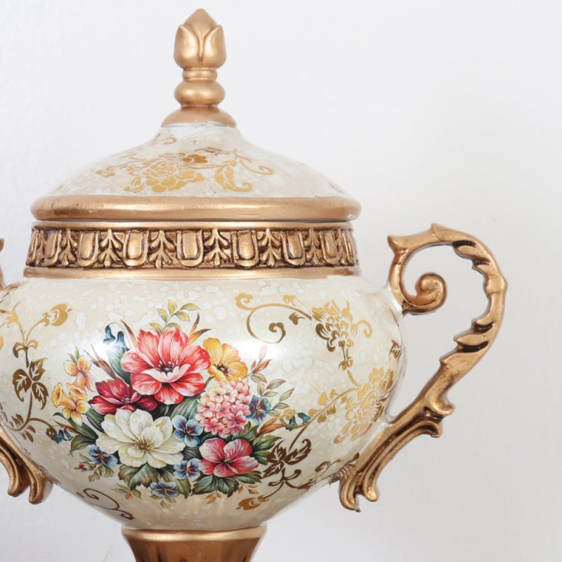 Decorative Ceramic Ornament - 17x26x30 cm - Beige and Gold