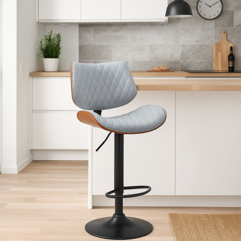 Bar Chair with Padded Design and Adjustable Metal Base - 39x52x117 cm