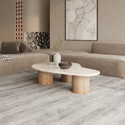 Coffee Center Table Marble Treventino and Wood by Alhome - 95x34x85 cm