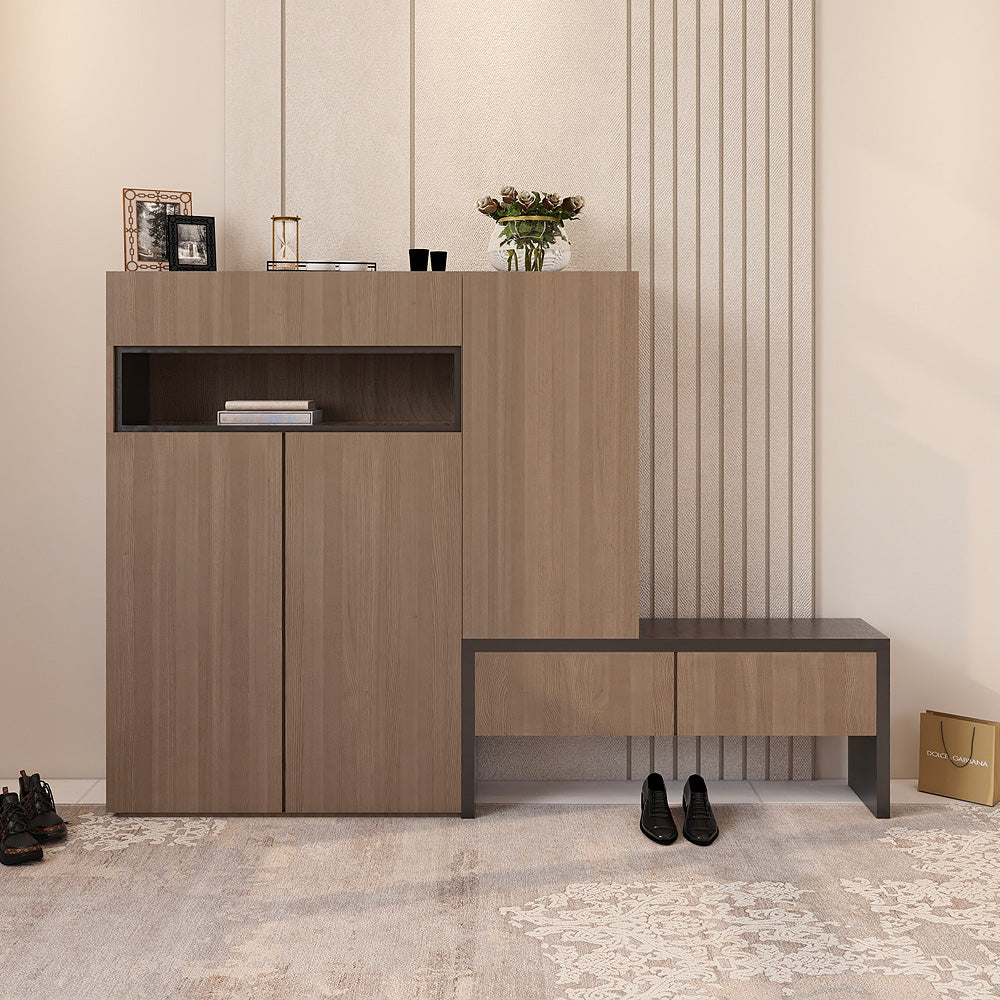 الهوم خزانة أحذية مع أرفف وأدراج  120× 120× 38 cm - رمادي