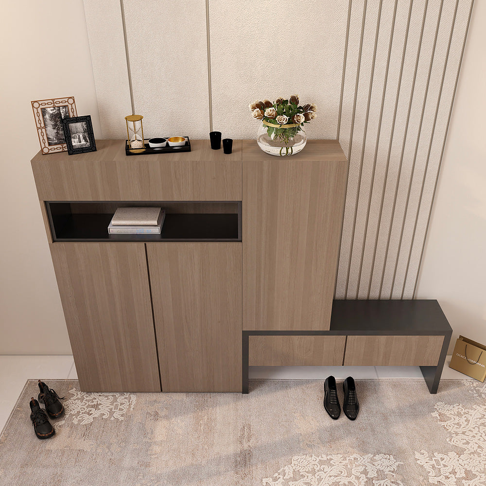 الهوم خزانة أحذية مع أرفف وأدراج  120× 120× 38 cm - رمادي