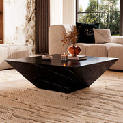 Merkina Luxe Sleek Black Marble Center Table By Alhome - 100x100x42 cm