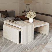 طاولة وسط رخام - 120x70x40 سم  - أوف وايت - 110110152