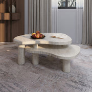 Treventino Marble Center Table by Alhome - 120x70x40 cm - Off-White