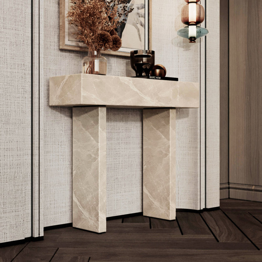 Spanish Off-White Marble Console Table By Alhome