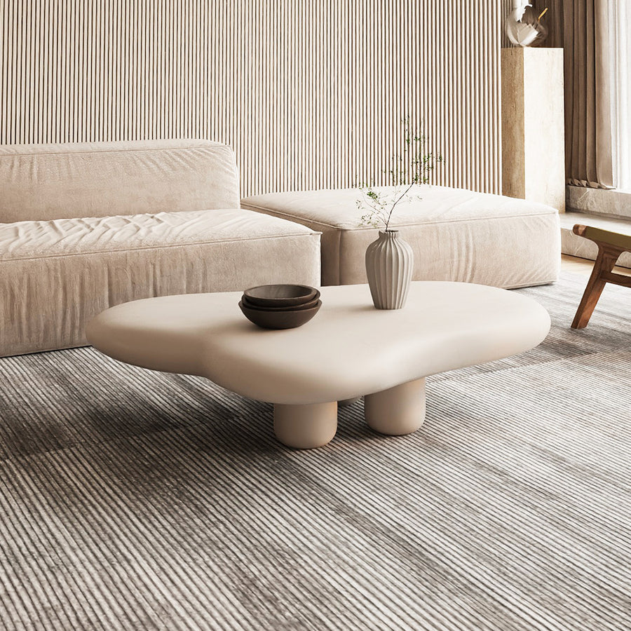 طاولة وسط رخام حجري - لون أوف وايت من الهوم