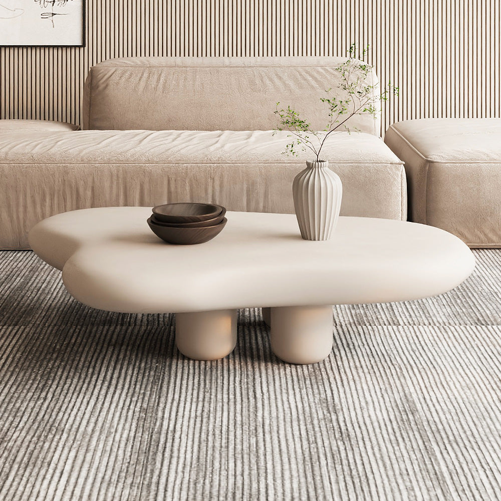 طاولة وسط رخام حجري - لون أوف وايت 