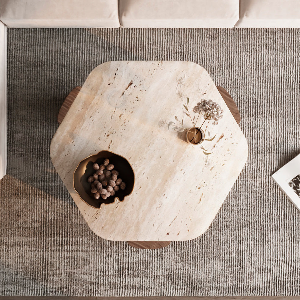 طاولة وسط هارموني تريفينتينو وخشب  95x85x34 سم - اوف وايت - 110110167