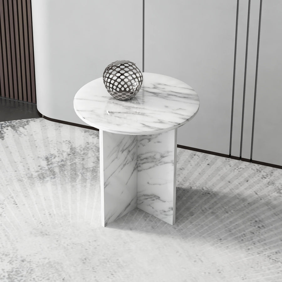 Elegant Marble Side Table by Alhome - 30x45 cm - White