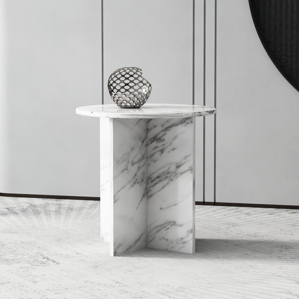 Elegant Marble Side Table by Alhome - 30x45 cm - White