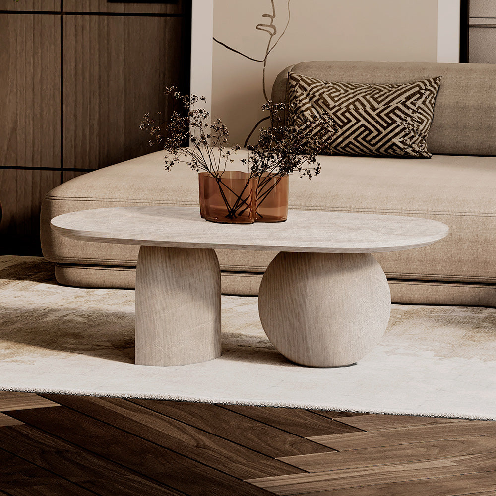 هارموني سيرين طاولة وسط حجر 110x60x40 سم - أوف وايت  - 110110188