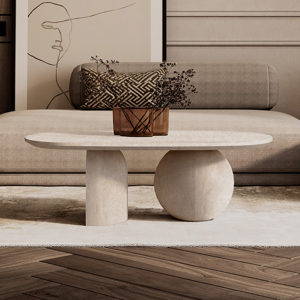 هارموني سيرين طاولة وسط حجر 110x60x40 سم - أوف وايت  - 110110188