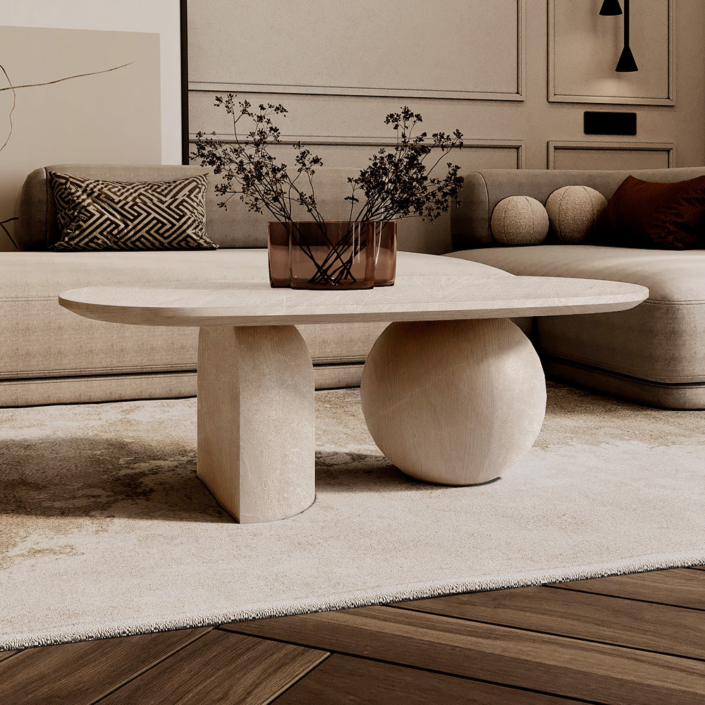 هارموني سيرين طاولة وسط حجر 110x60x40 سم - أوف وايت  - 110110188