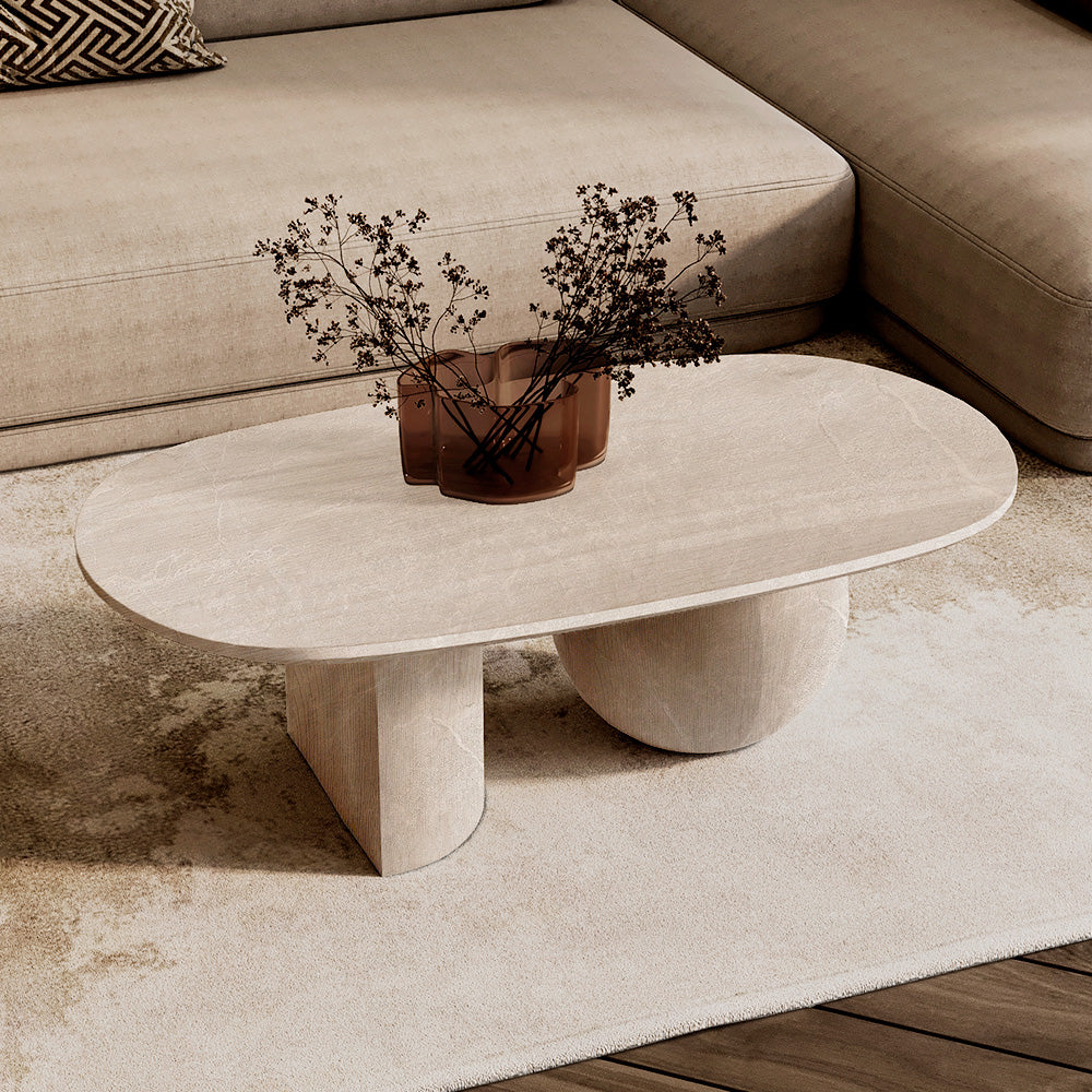 هارموني سيرين طاولة وسط حجر 110x60x40 سم - أوف وايت  - 110110188