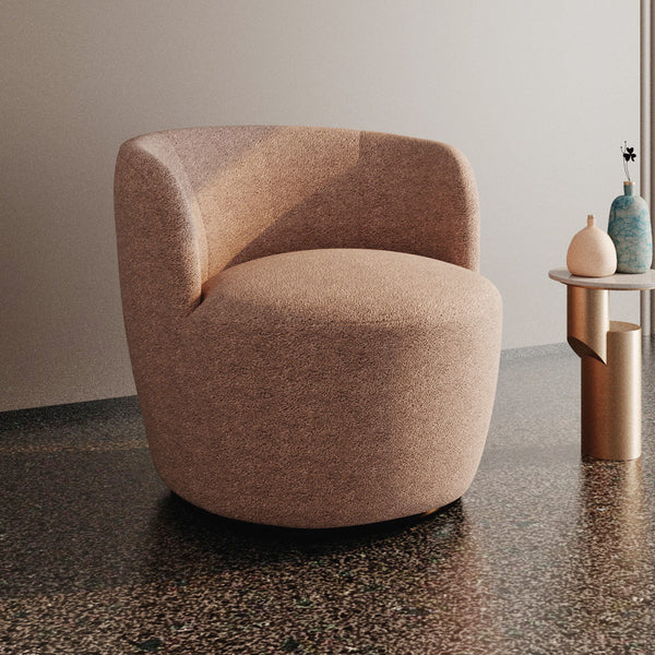 Boucle and Swedish Wood Arm Chair By Alhome - 80x85x85 cm