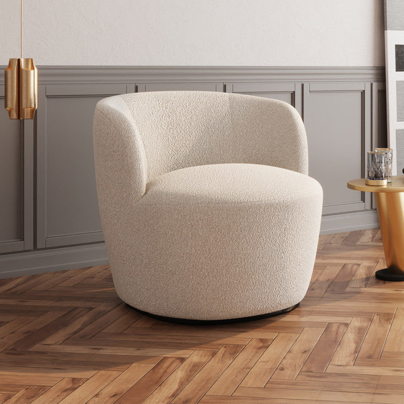Boucle and Swedish Wood Arm Chair By Alhome - 80x85x85 cm