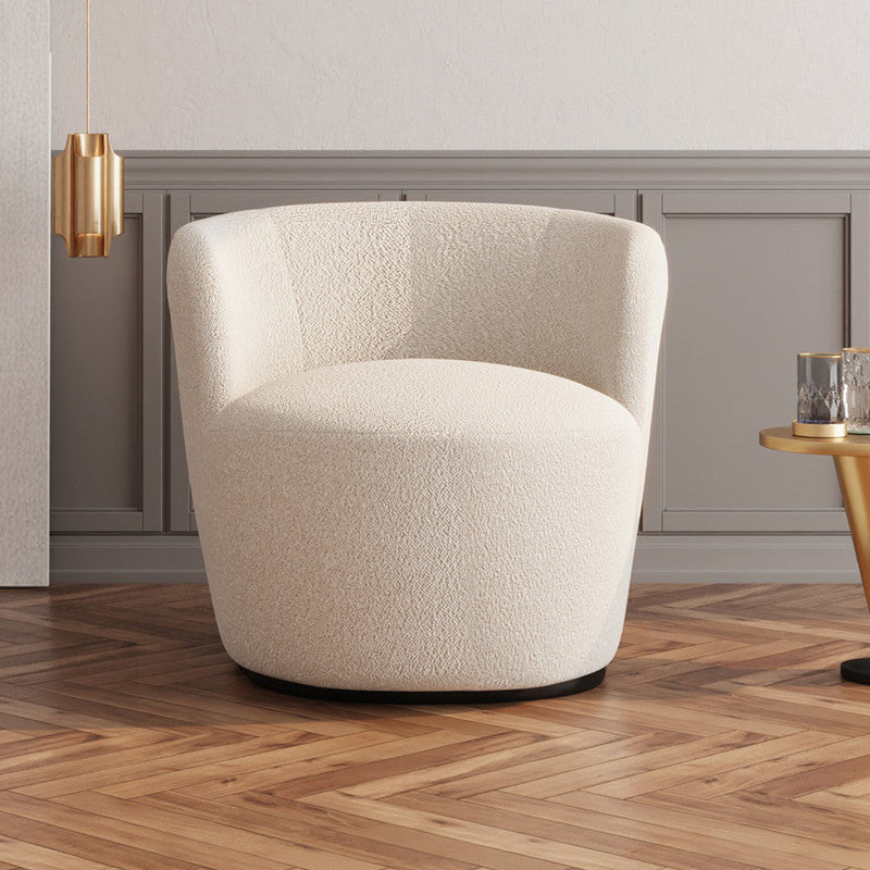 Boucle and Swedish Wood Arm Chair By Alhome - 80x85x85 cm