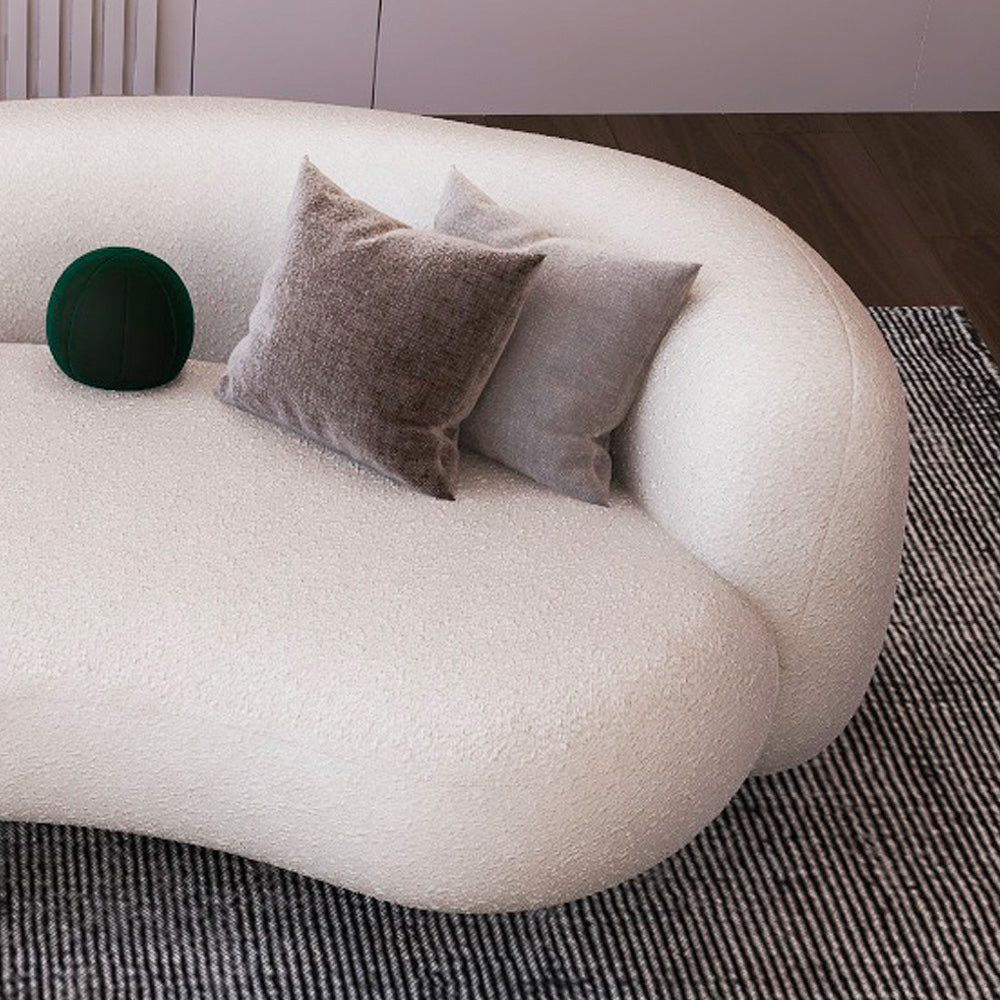 Boucle 3 Seater Sofa with Swedish Wood by Alhome - 250x85x85 cm - Beige