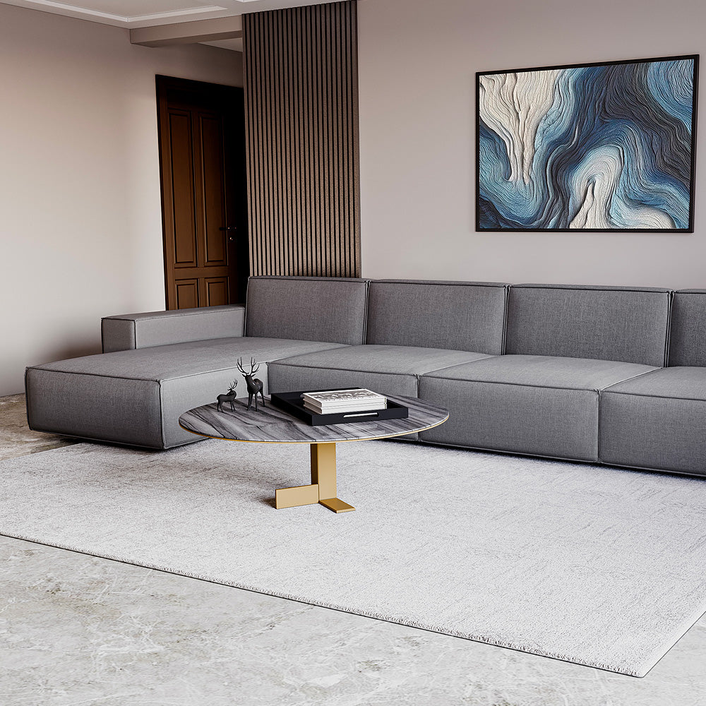 Velvet & Swedish Wood L-Shaped Sofa by Alhome - 85x400x180x45 cm - Grey