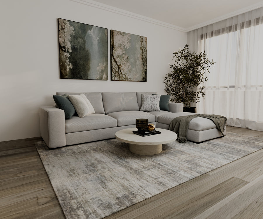 Stylish Gray Velvet L-Shaped Sofa - 90x250x170x45 cm - Swedish Wood By Alhome - 110111009