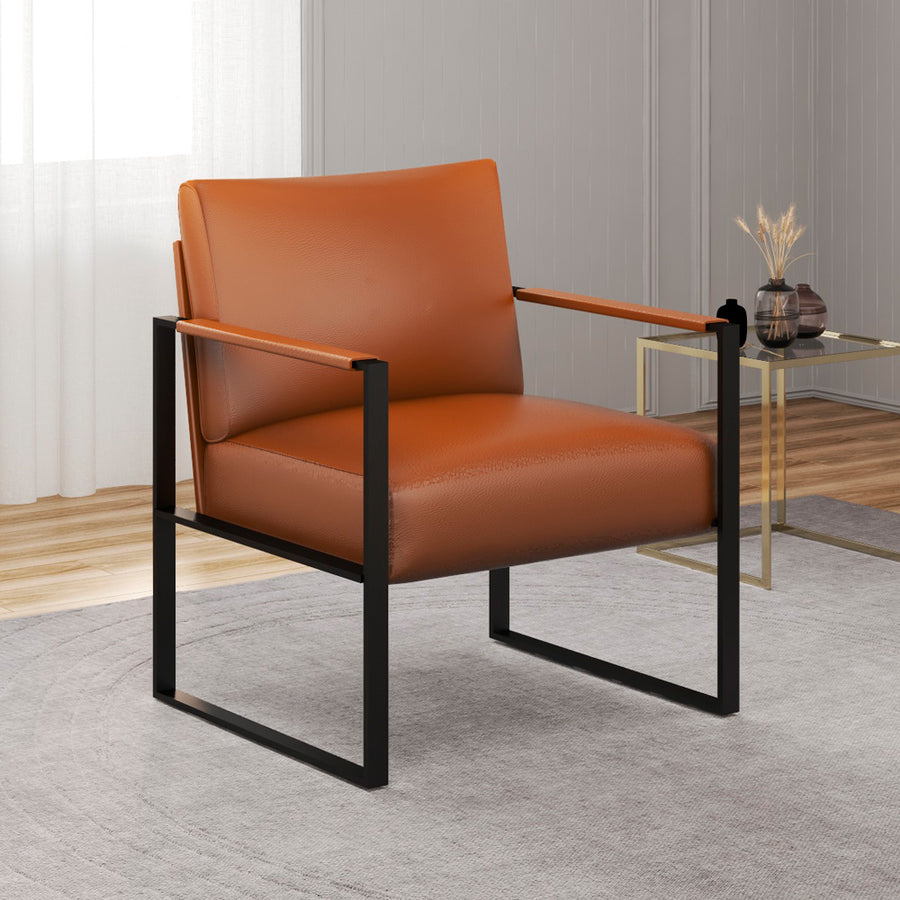 كرسي جلد مريح من الهوم  - 66x64x83 سم - بني وأسود