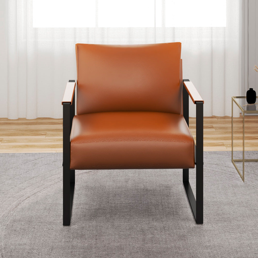 Chic Leather Lounger Chair by Alhome 74x64x83 cm - Brown & Black