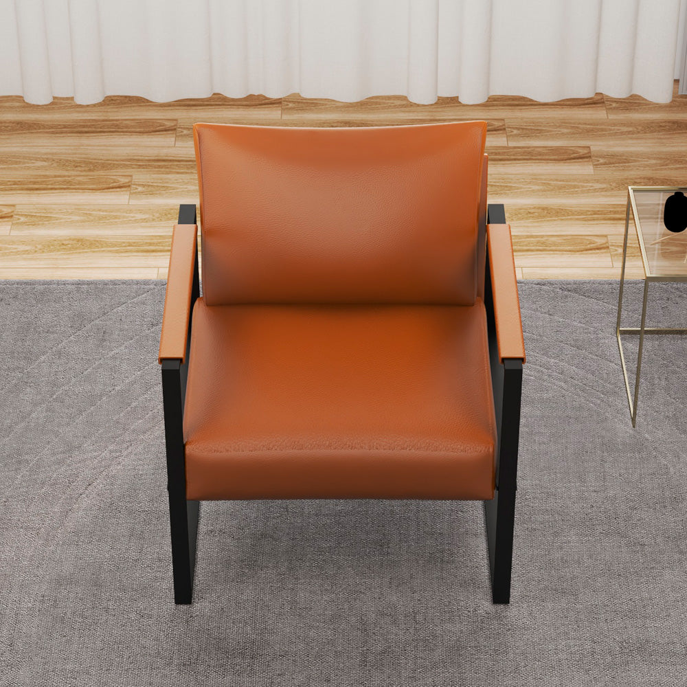 Chic Leather Lounger Chair by Alhome 74x64x83 cm - Brown & Black