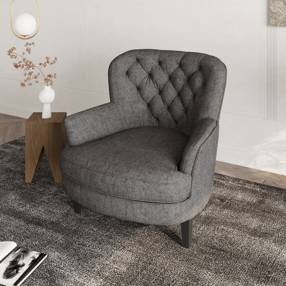 كرسي بمساند ذراعين  - مخمل وخشب سويدي - 90×80×90 سم