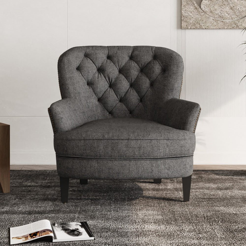 Modern Velvet and Swedish Wood Armchair By Alhome - 90x80x90 cm