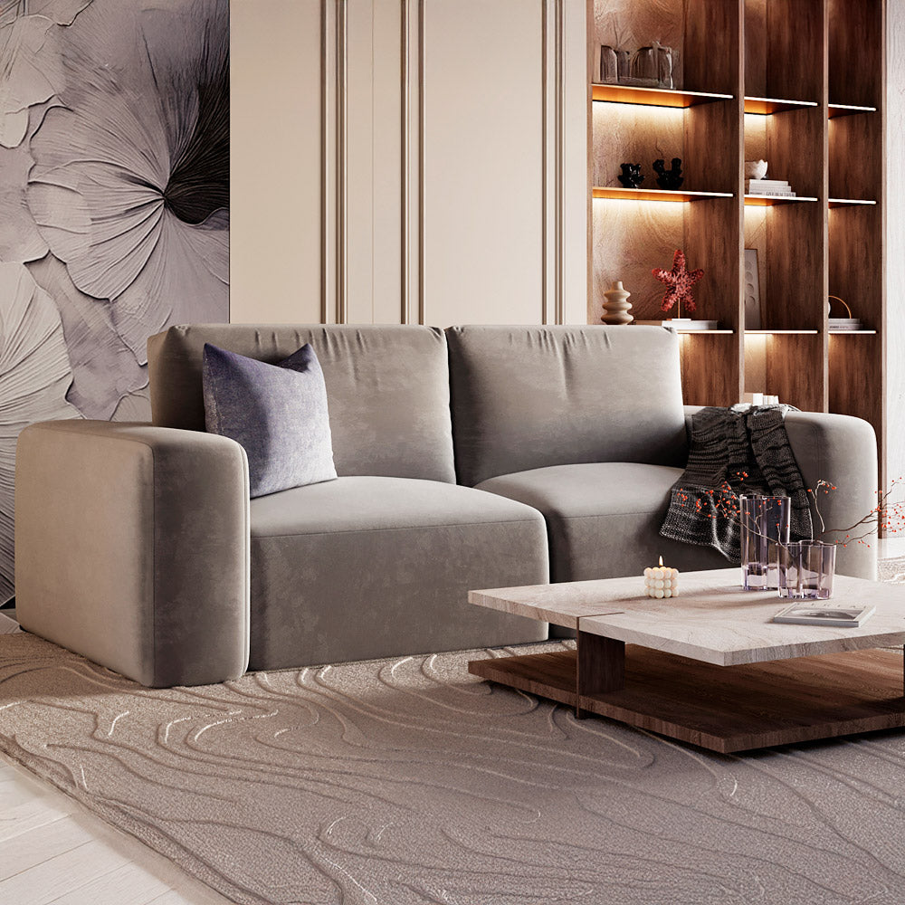 Alhome Gray velvet 2 Seater Sofa - 110111152