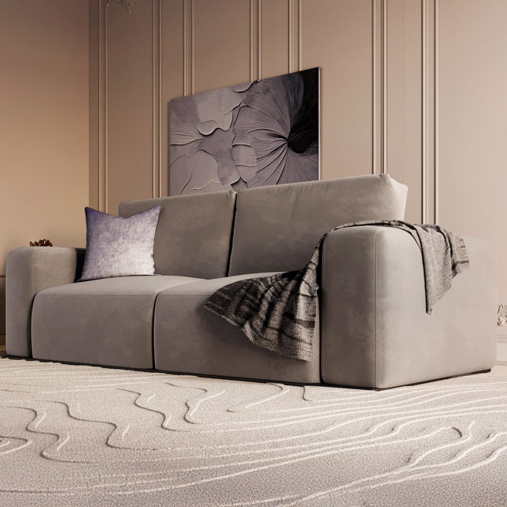 Alhome Gray velvet 2 Seater Sofa - 110111152