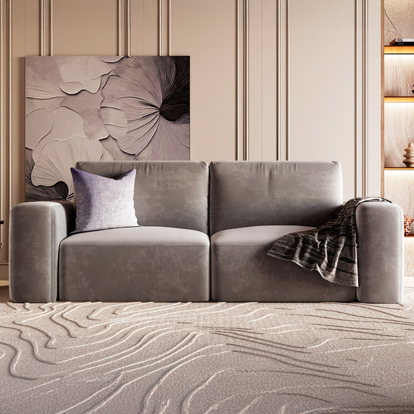 كنبة مخمل ثلاث مقاعد رمادي من الهوم - 110111152
