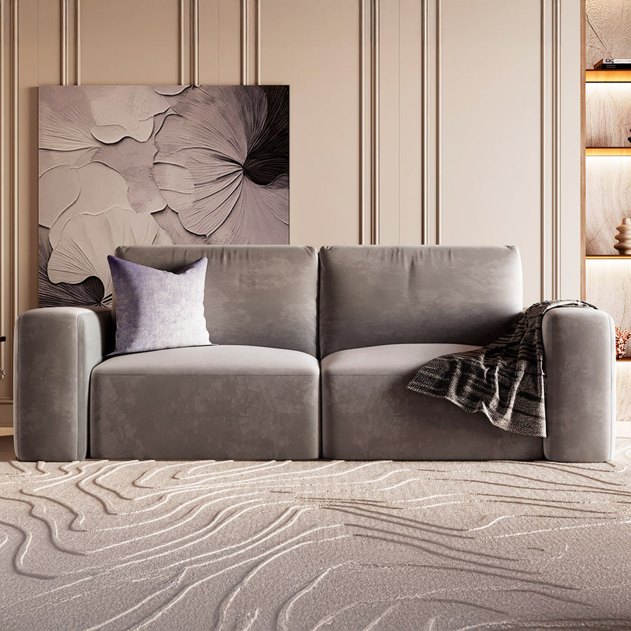 كنبة مخمل ثلاث مقاعد رمادي من الهوم - 110111152
