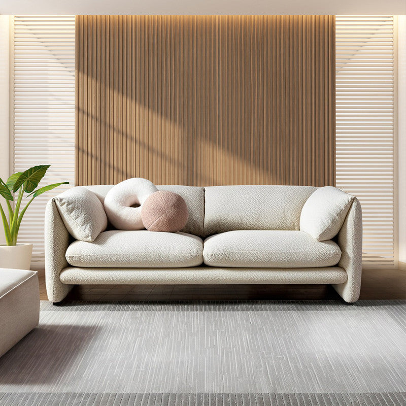 Alhome beige Boucle 2 Seater Sofa - 110111233