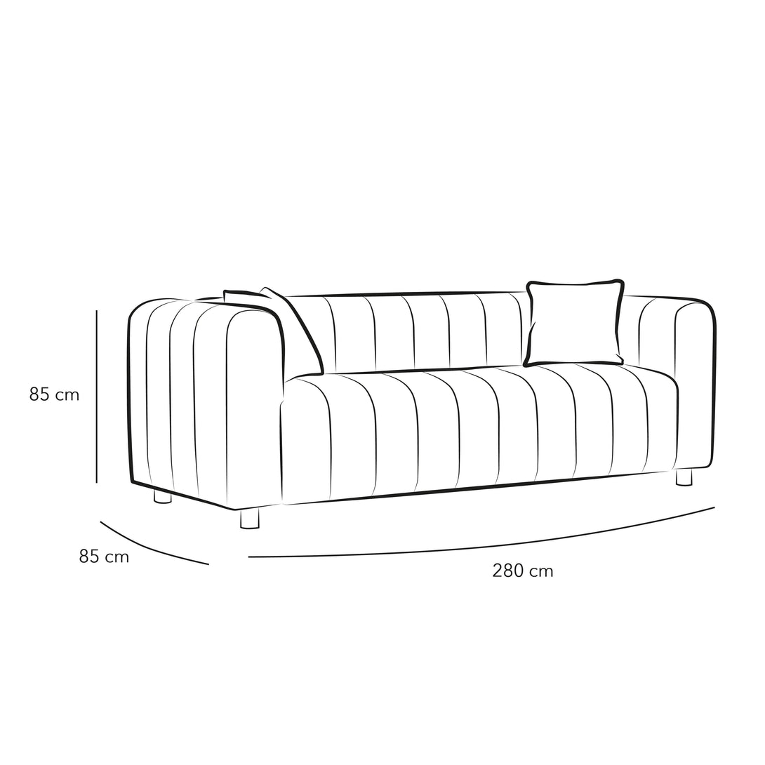 3-Seater Grey Chanel Sofa By Alhome - ALHOME