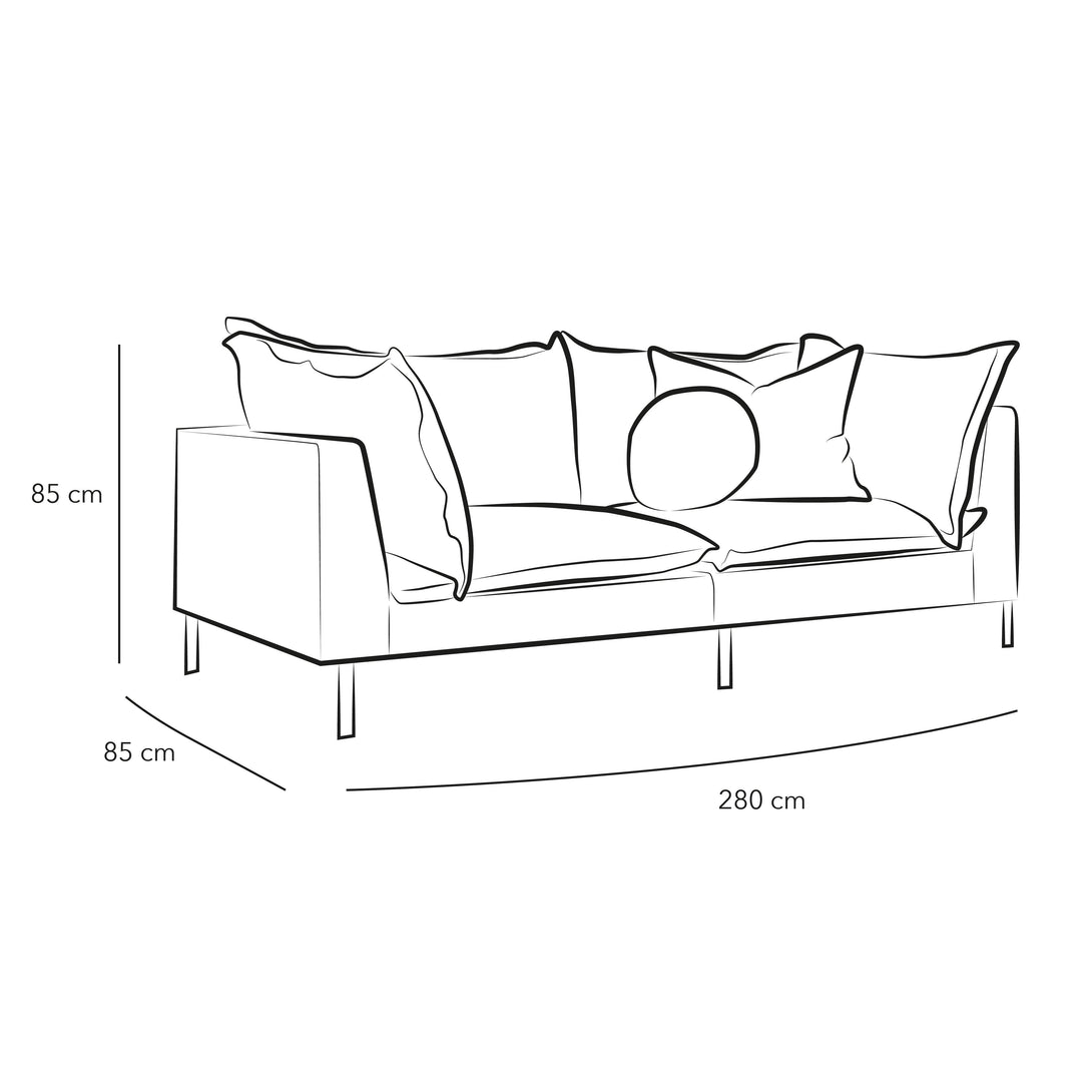 3-Seater Beige Velvet Sofa By Alhome - ALHOME