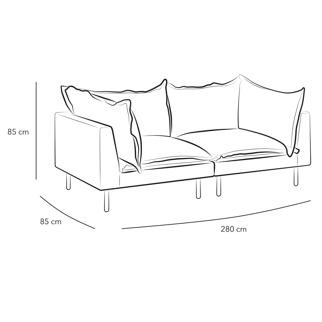 Sofa 3 Seater White - 280x85x85 - Velvet" By Alhome - ALHOME