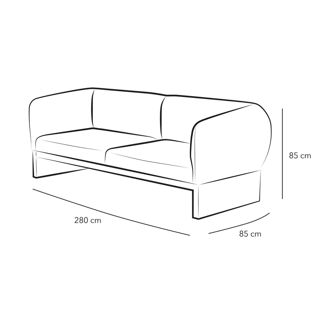 Sofa 3 Seater Black - 280x85x85 - Linen By Alhome - ALHOME