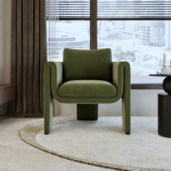 Deep Green Velvet Chair By Alhome