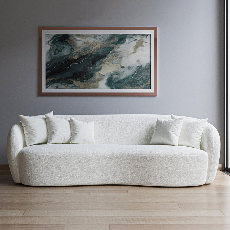 Boucle and Sweedish Wood 3-Seater Sofa By Alhome - 140x300x85x85 cm - 11011154