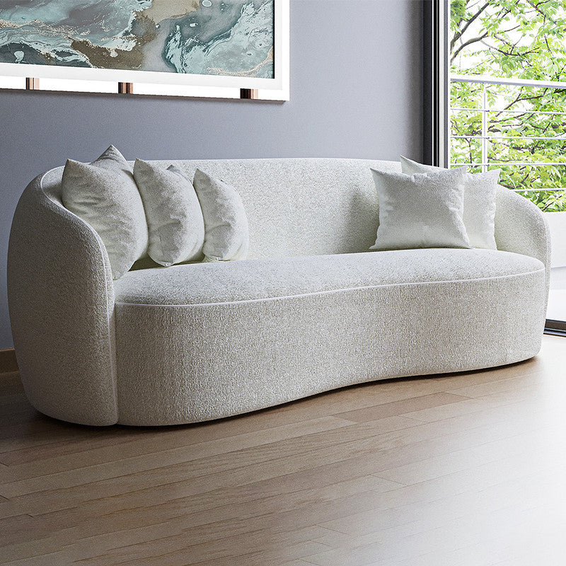Boucle and Sweedish Wood 3-Seater Sofa By Alhome - 140x300x85x85 cm - 11011154