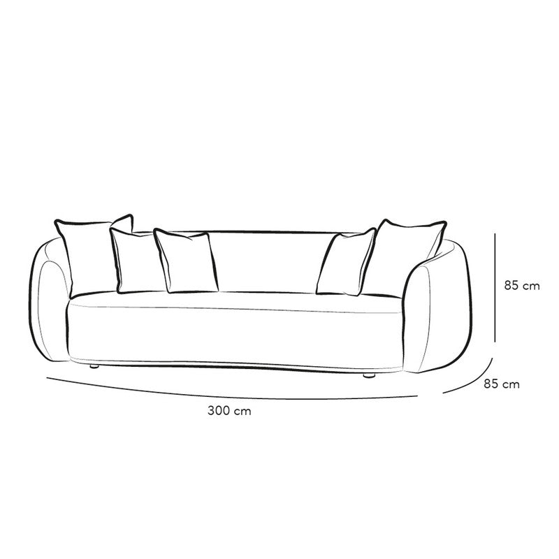 Boucle and Sweedish Wood 3-Seater Sofa By Alhome - 140x300x85x85 cm - 11011154