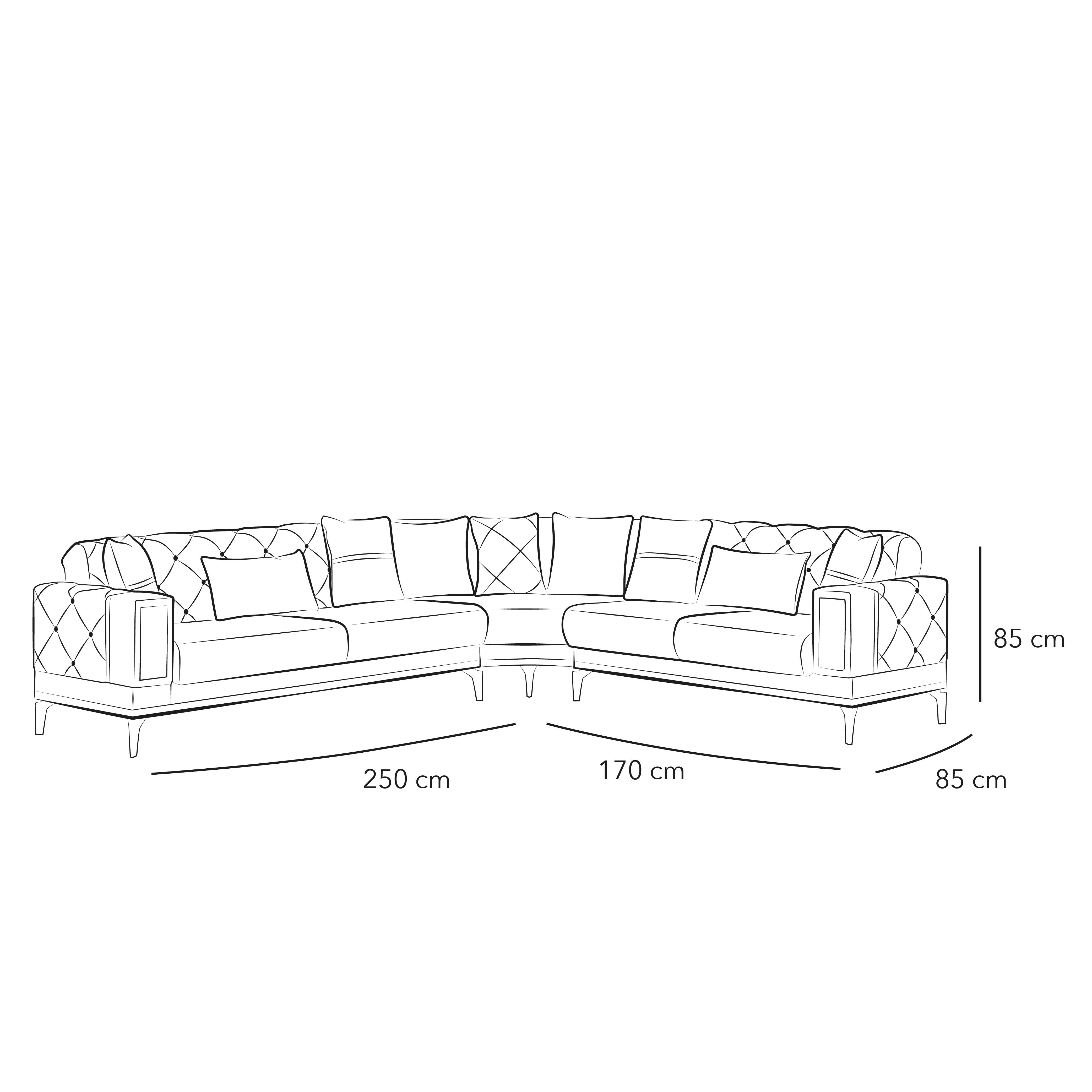 Velvet Beige L-Shaped Sofa By Alhome - ALHOME