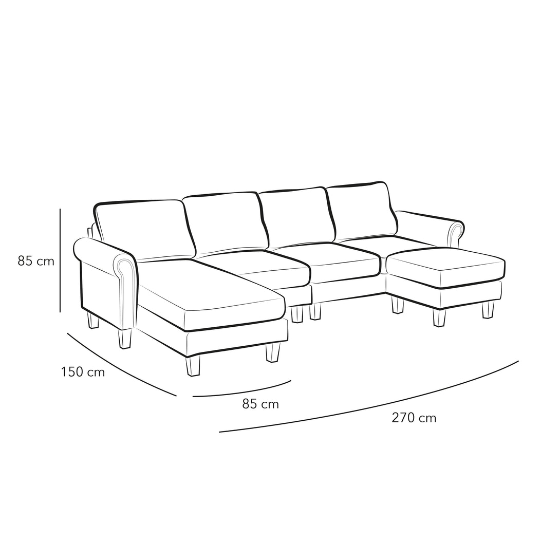 Gray Linen U-Shaped Sofa By Alhome - 110111699 - ALHOME