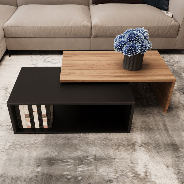 Black and Brown Center Table With Bold Design - 40x90x50 cm - By Alhome