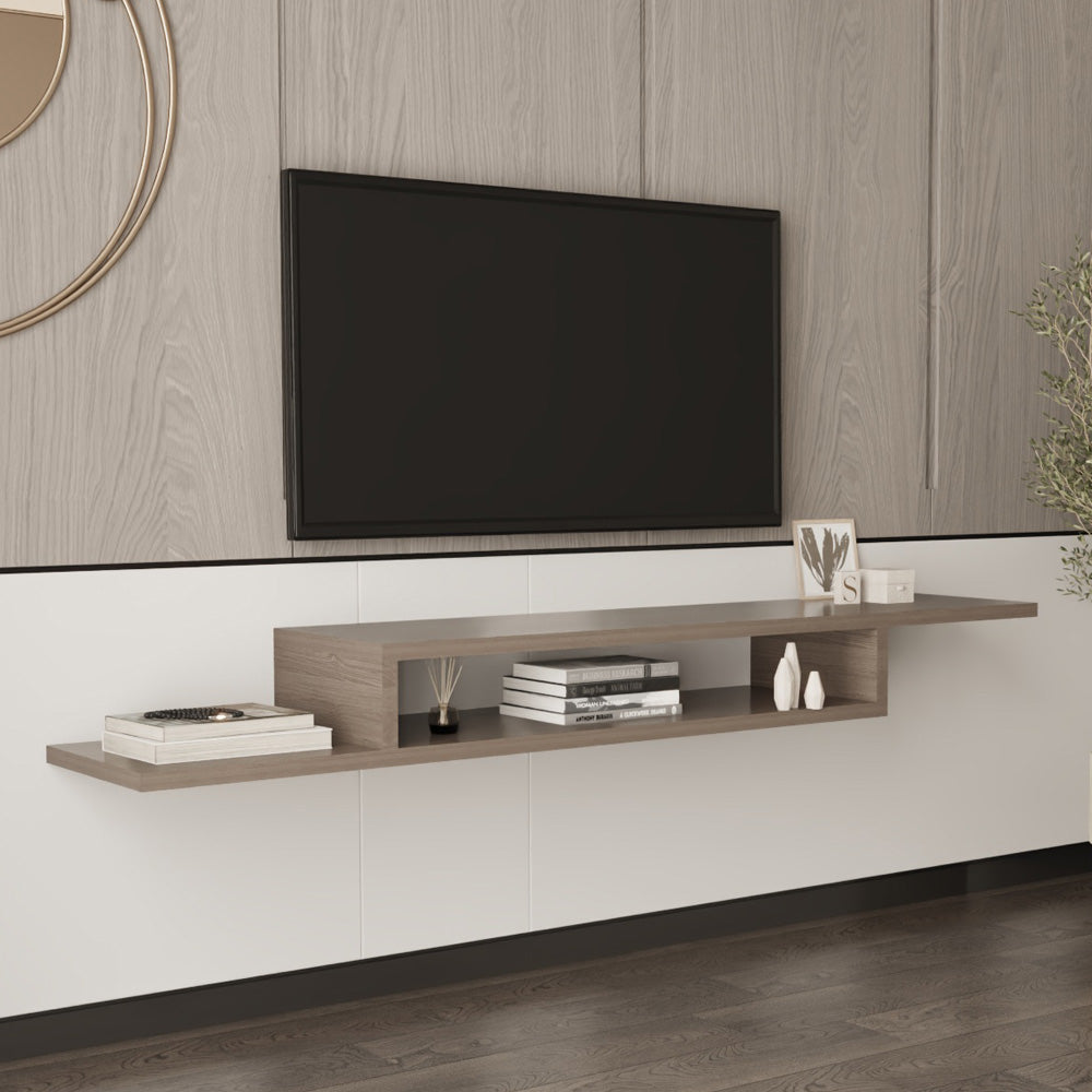 طاولة تلفزيون خشب MDF معلقة من الهوم - 160x20x15 سم - بني